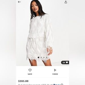 White beaded ASOS Design mini dress
